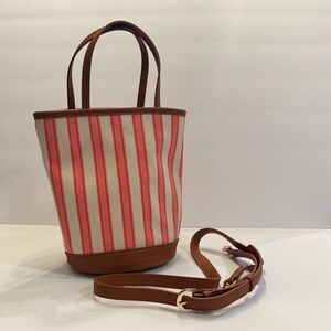 Universal Thread Red Striped Tote with Brown Accents